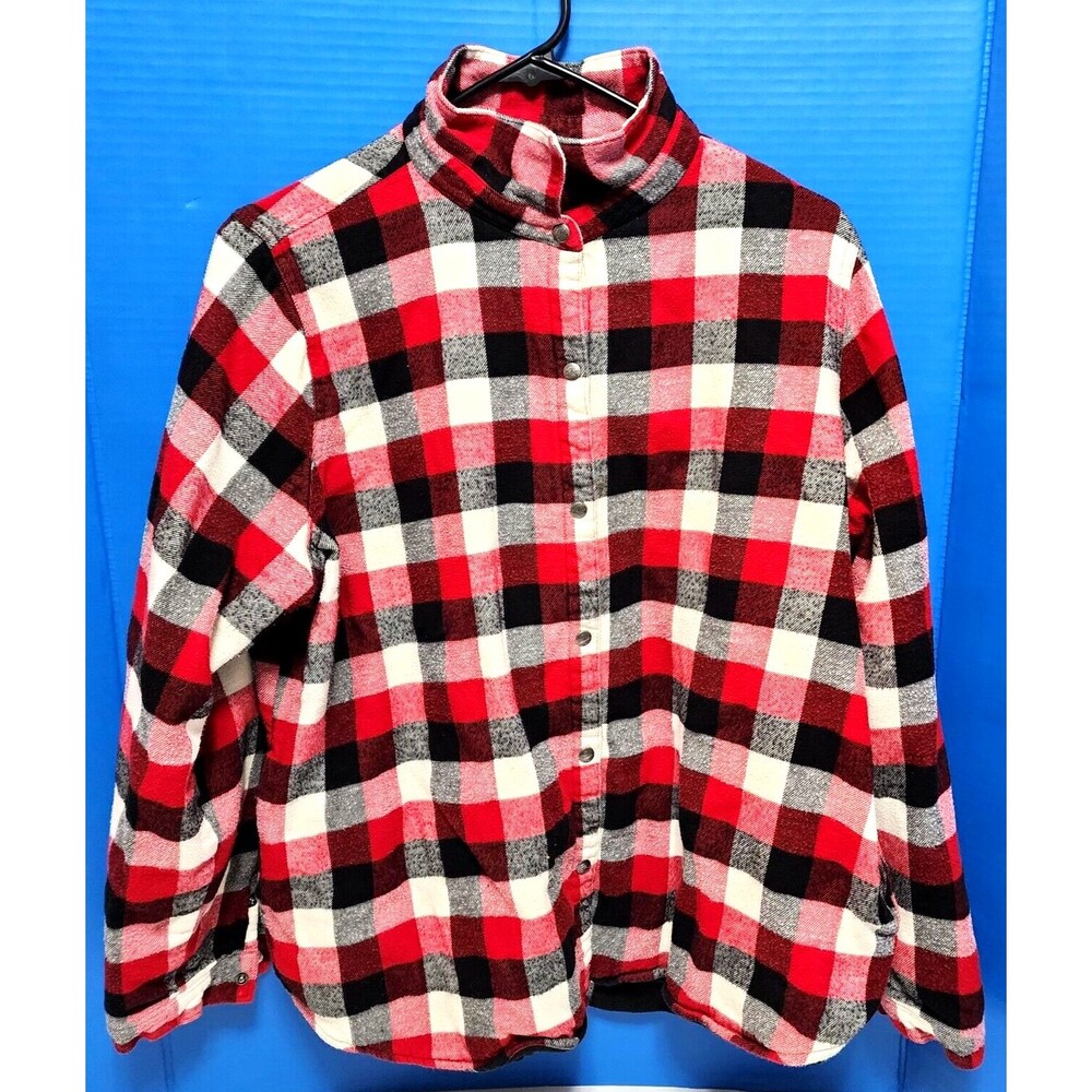 Woolrich Womens Ruby Multi Red Black Plaid Wool Blend Jacket Size XL